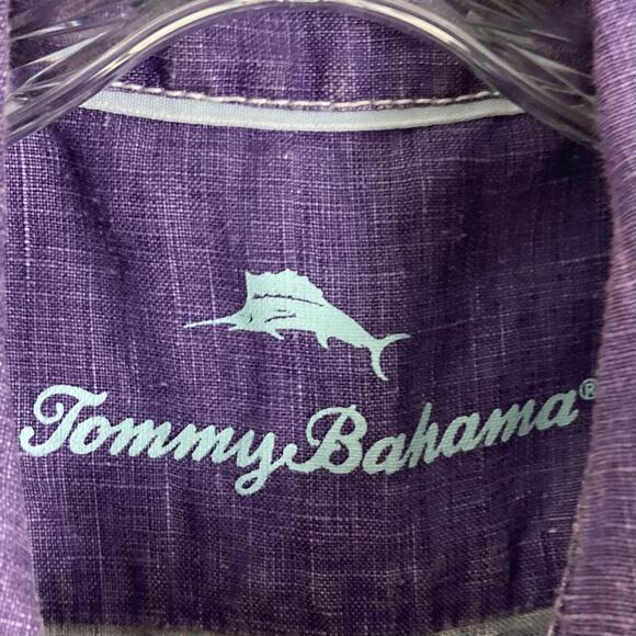 NWOT TOMMY BAHAMA Shirt Top Women S Linen Royal-Purple Curve-Hem Sleeveless Butn - Picture 5 of 9